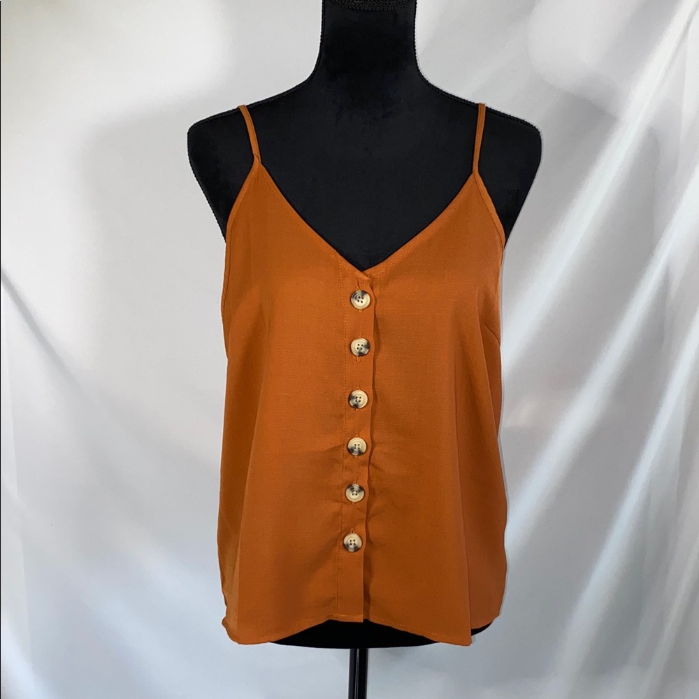 Paper Crane Orange Tank Top Button Down Medium